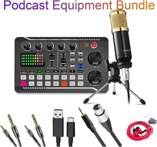 Miniatura 7 de Conjunto para equipo de Podcast, micrófono de condensador SINWE con soporte de trípode y mezclador de audio profesional para grabación de voces