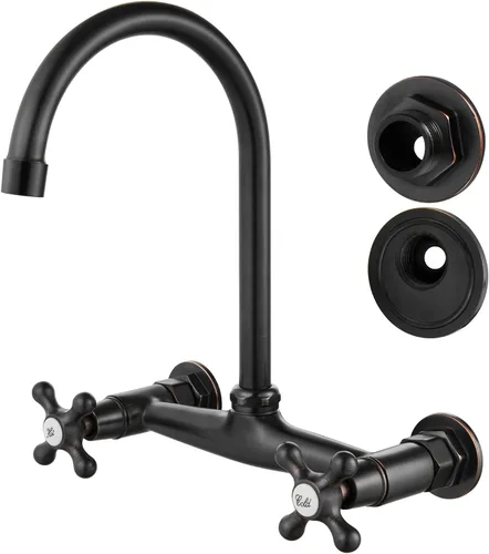 Miniatura 12 de Airuida Grifo de fregadero de cocina de montaje en pared, grifo central de 8 pulgadas, grifo de cocina comercial montado en la pared, mezclador
