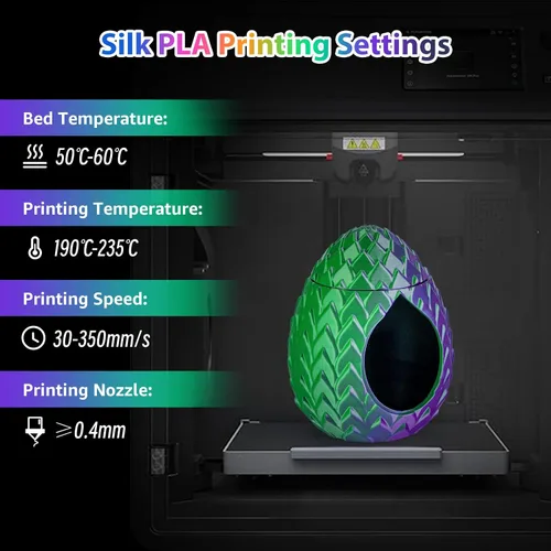 Miniatura 5 de Paquete de filamento para impresora 3D, filamento PLA sedoso de 4/64 pulgadas (1.75 mm), compatible con la mayoría de impresoras FDM, 10 carretes