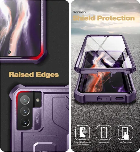 Miniatura 7 de Dexnor Funda para Samsung Galaxy S21 FE, [protector de pantalla y soporte integrados] Protección de grado militar resistente a prueba de golpes