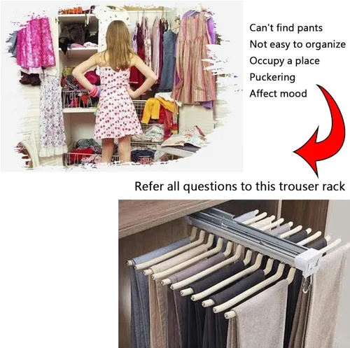 Miniatura 8 de MYOYAY Perchero extraíble para pantalones con 22 brazos de acero, organizador de ropa para armario, para ahorrar espacio y almacenamiento, carga