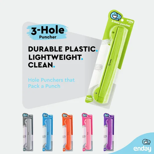Miniatura 4 de Perforadora portátil de 3 agujeros verde para carpeta de 3 anillas, capacidad de 3 hojas, bandeja de virutas extraíble, regla de 10 pulgadas