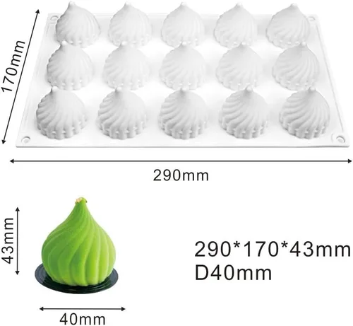 Miniatura 3 de Molde de silicona para pastel de cebolla y torbellino de cono para chocolate, mousse, pudín, postre, pan, utensilios para hornear decoración