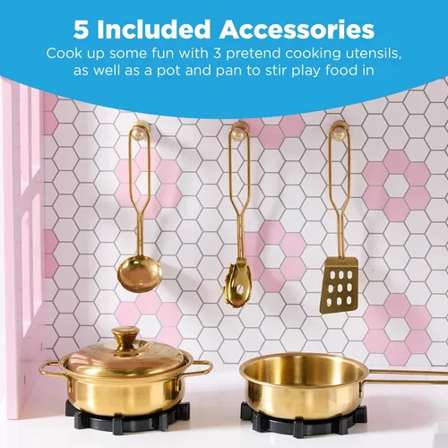 Miniatura 5 de Best Choice Products - Set de cocina de madera de simulación para niños con granja de madera, almacenamiento de juguetes, perillas que hacen clic