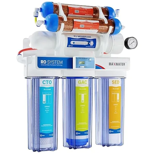 Miniatura 6 de Max Water Sistema de filtro de agua de ósmosis inversa portátil de 3 etapas, sistema de filtración de agua RO de 50 GPD para acuario, plantas