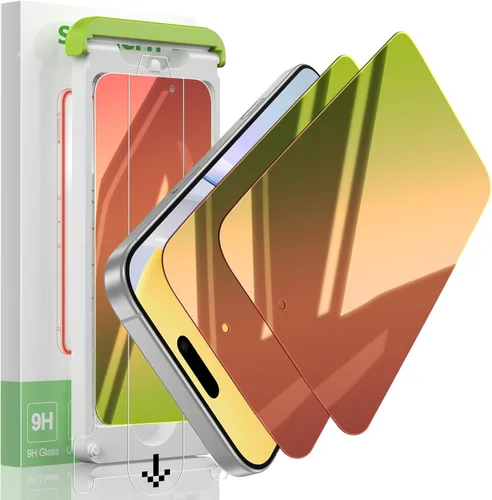 Paquete de 2 protectores de pantalla de privacidad compatibles con iPhone 17 Pro Max, película de vidrio antiespía degradado rojo a verde, Colorido