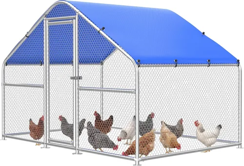 Miniatura 8 de Sino Luban Gallinero grande de metal para 10 pollos/patos, corridos de pollo para patio con cubierta impermeable, recinto de pollo al aire libre