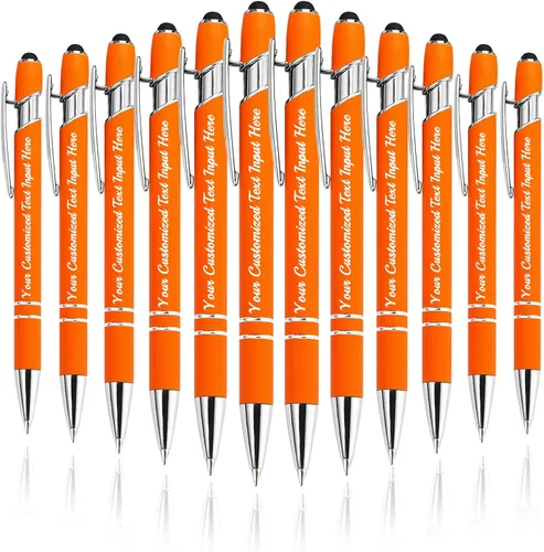 Miniatura 51 de Bolígrafo personalizado, 50 bolígrafos personalizados, grabado a granel con logotipo de nombre, lápiz digital de tinta negra suave con toque