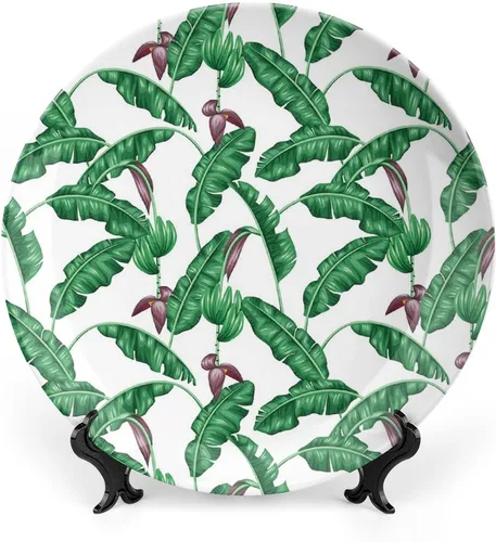 Miniatura 14 de XISUNYA Plato decorativo de 7 pulgadas, cerámica con hojas de cerámica, esqueleto, flores de primavera transparentes de fantasía, impresión de moda