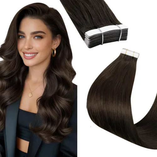 Miniatura 22 de Hetto Extensiones de cabello humano con nano cuentas, balayage, extensiones de cabello humano, color negro degradado a plateado, extensiones