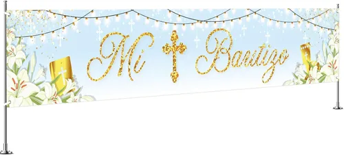 Cartel grande de fondo Mi Bautizo, cartel de césped para fiesta de bautismo español, cartel de jardín para baby shower, fiesta de primera comunión