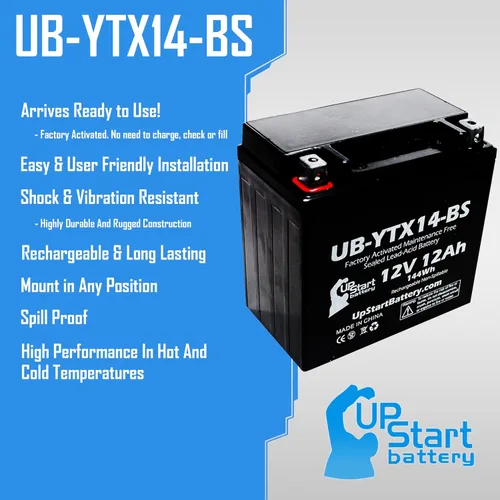 Miniatura 2 de Repuesto para Honda TRX300, FW FourTrax 300 1991, 4x4 300 CC activado de fábrica, sin mantenimiento, batería ATV - 12V, 12AH, UB-YTX14-BS