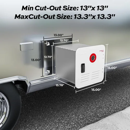 Miniatura 7 de FOGATTI - Calentador de agua sin tanque RV InstaShower 8 Plus, Gen 2, con puerta blanca de 15 x 15 pulgadas y control remoto, DC 12V, mejor