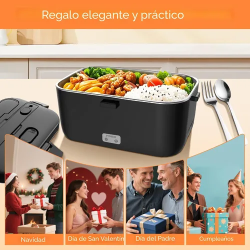 Miniatura 8 de COZYEXPERT Lonchera Eléctrica Portátil Calentadora de Alimentos 100W 1.8L Calentador de Alimentos Portátil para Adultos 12V/24V/110-230V para Negro