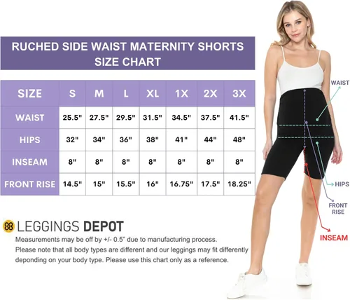 Miniatura 5 de Leggings Depot Pantalones cortos de maternidad con cintura lateral fruncida para mujer, pantalones cortos sobre el vientre