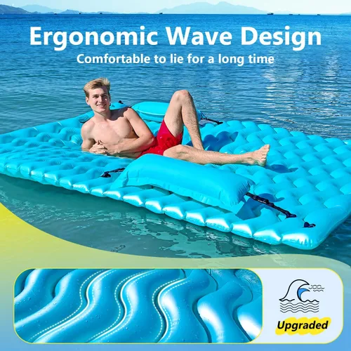 Miniatura 3 de Alfombra flotante inflable gigante mejorada 2025 - Flotador de piscina para adultos con hamaca para piscina, piscina, playa, lago para fiesta