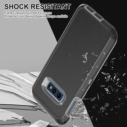 Miniatura 6 de Funda para Galaxy S10E: protección resistente a prueba de golpes 3 en 1, 2 películas nano a prueba de explosiones, negro/gris