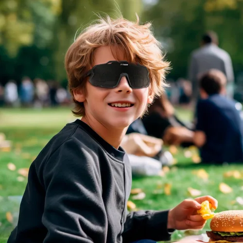 Miniatura 2 de X-TIGER Gafas de sol polarizadas para niños y niñas, lentes de sol de béisbol polarizadas para niños de 8 a 14 años, UV400, gafas de ciclismo y Negro