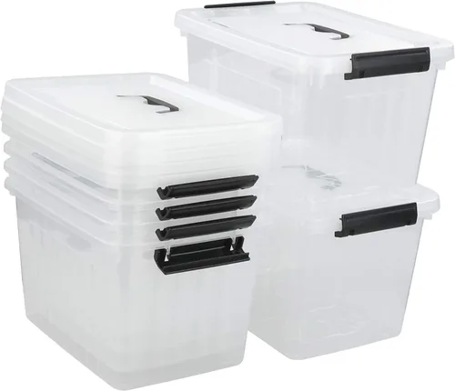Miniatura 2 de Cajas de almacenamiento de 10 litros, bolsas de almacenamiento de plástico transparente con tapas, juego de 6
