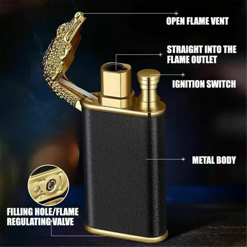 Miniatura 4 de Encendedor mágico de cocodrilo de doble llama, encendedor de doble arco recargable, encendedor de arco para exteriores, impermeable, resistente al