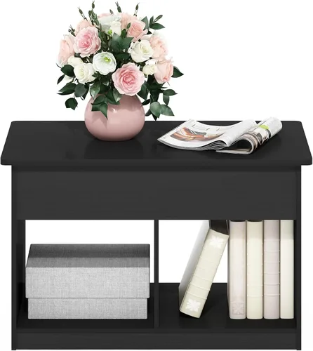 Miniatura 3 de Furinno Jensen - Mesa auxiliar elevable para sala de estar con compartimento oculto, estilo americano