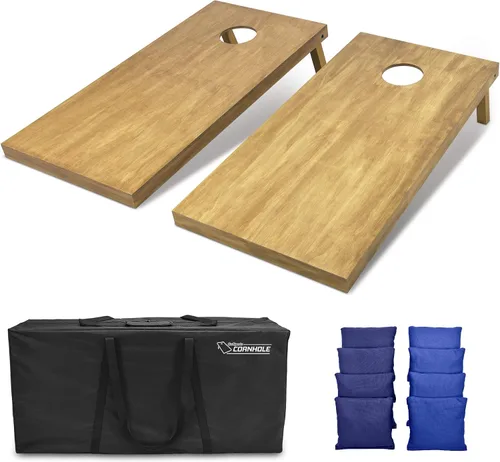 Miniatura 36 de GoSports 4 ft x 2 ft Regulation Size Wooden Cornhole Boards Set with Light Brown Finish - Includes Carrying Case and Bean Bags Negro- gris