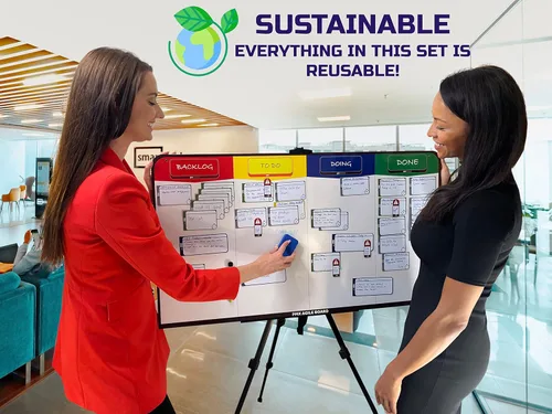 Miniatura 7 de Kit de tablero ágil magnético completo (42 pulgadas 23 pulgadas) Kanban & Scrum Tablero de gestión de proyectos de borrado en seco con 84 tarjetas