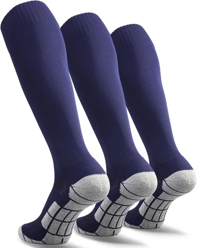 Miniatura 14 de CWVLC - Calcetines de fútbol (1/3/5 pares) calcetines altos hasta la rodilla, para deportes de equipo, para adultos, jóvenes y niños