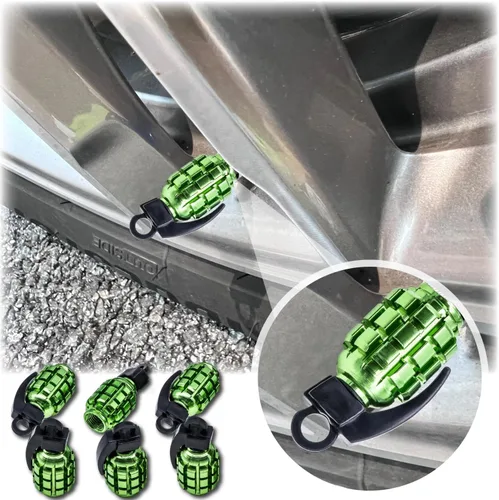 Miniatura 6 de 6 tapas de vástago de válvula de neumático, tapas de válvula de neumático de acero inoxidable para automóviles, camiones, SUV, motocicletas, Verde