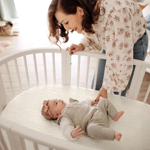 Miniatura 136 de lulumoon Sábanas de muselina para moisés para bebé: sábanas ajustables suaves para moisés de cabecera para niños y niñas Oliva y Crema