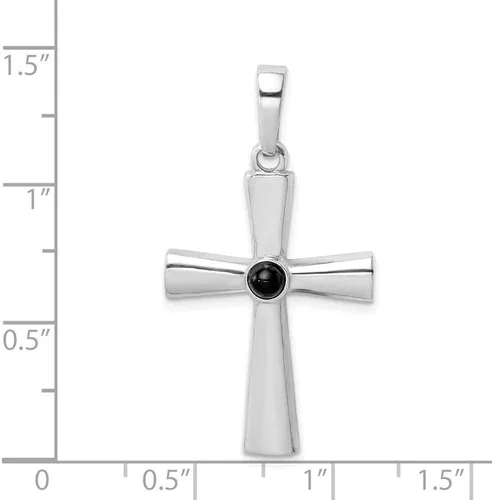 Miniatura 4 de Plata de ley rodiada Onyx Cruz colgante 1.181in 0.780in estilo QC9373