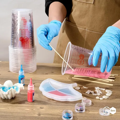 Miniatura 8 de Turbo Bee Vasos mezcladores de resina de 32 onzas – [diseño antiadherente] Paquete de 50 vasos mezcladores de plástico PP graduados de 33.8 fl oz