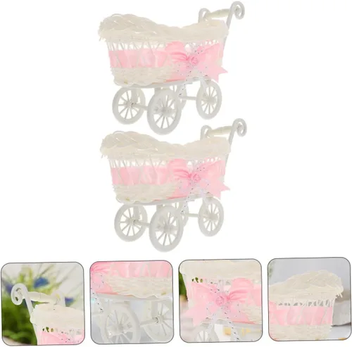 Miniatura 7 de VICASKY 2 cestas tejidas para fiestas, decoración de bebé, decoración para salas de casa, cestas tejidas para almacenamiento, Rosado