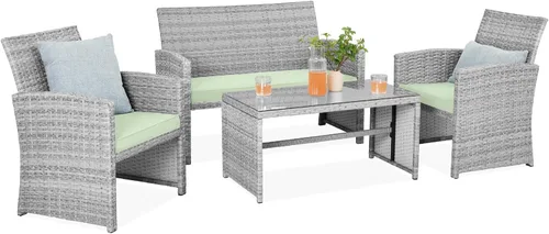 Miniatura 18 de Best Choice Products juego de muebles de mimbre para patio al aire libre, 4 piezas, para conversación en el patio trasero con mesa de café, cojines