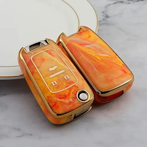 Miniatura 7 de TPU Jade Pattern Car Key Cover Case, for Buick for Aveo Trax for Opel Astra Corsa H J G Meriva Zafira Antara Gray 4 Button
