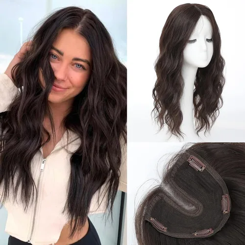 forfeels Toppers de pelo sintético para mujer, fibra de proteína, 20 pulgadas, piezas de cabello para mujer, color marrón, resuelven mujeres con