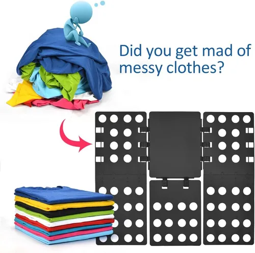 Miniatura 2 de Geniusidea Tabla para plegar camisas, tabla para plegar playeras para lavadero, tabla para plegar ropa de plástico PP ajustable, fácil de plegar
