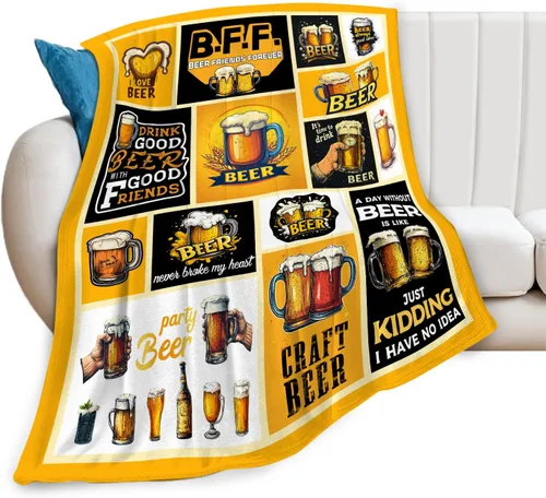 Miniatura 7 de Manta de cerveza, manta de bebida de cerveza, regalos para adultos, mujeres y hombres, súper suave y acogedora manta de felpa mullida mullida