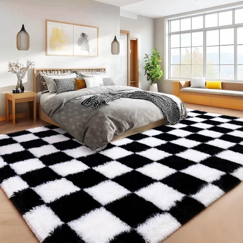 Miniatura 78 de Alfombras de área de 8x10 para sala de estar, alfombra shaggy grande ultra suave y esponjosa para dormitorio, alfombras de felpa mullida Blanco crema