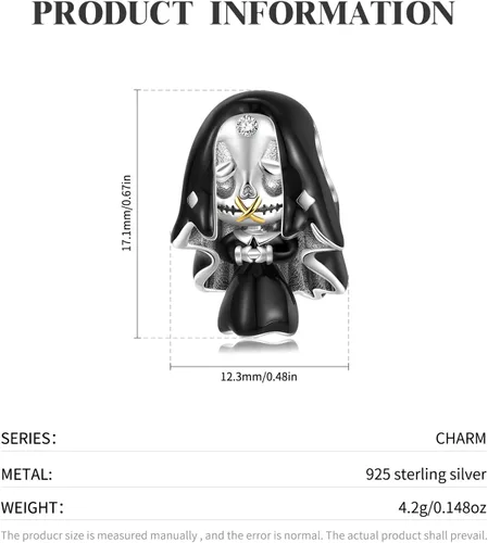 Miniatura 3 de Dijes de calavera para mujer, pulsera de plata de ley 925, dijes de anime para serpiente europea, collar para hija, hermana, regalos de cumpleaños