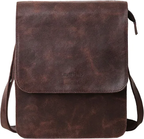 Leathario Crossbody Bag for Men Genuine Leather Small Messenger Shoulder Purse Side Vintage Satchel for Work Business Daily