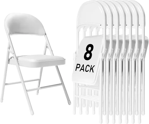 Miniatura 29 de Paquete de 4 sillas plegables negras con cojín acolchado y respaldo para exteriores, sillas plegables comerciales apilables portátiles con marco