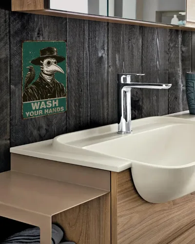 Miniatura 3 de ALKB Decoración Gótica del Doctor de la Peste para el Baño 8x12" – "LAVATE LAS MANOS" – Decoración de Terror Gótico, Recordatorio de Lavado de Manos