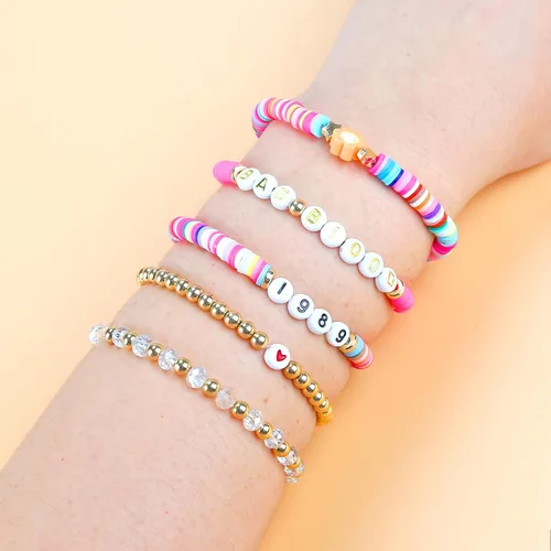 Miniatura 4 de HOUPEACE Juego de 5 pulseras de la amistad Taylor 1989 antihéroe para Eras Music, juego de pulseras de joyería inspiradas en el álbum de Taylor