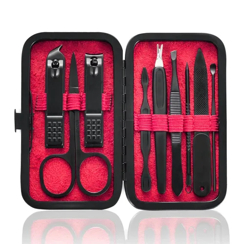 Miniatura 9 de HANTEKAS Juego de Manicura 9 en 1 de Acero Inoxidable, Cortaúñas Tijeras Kit de Herramientas de Pedicura - Kit de Aseo Portátil de Viaje para Azul