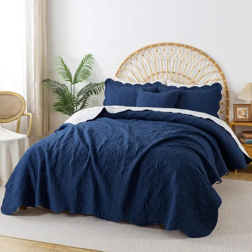 Miniatura 324 de HoneiLife - Juego de colcha de tamaño Queen, juego de ropa de cama de pana bordada de 3 piezas, colcha de lujo, ligera, cálida, para todas las Pana