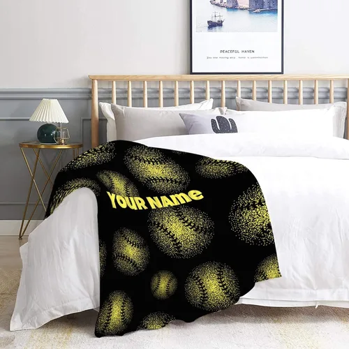 Miniatura 7 de Manta de béisbol personalizada, regalos de béisbol personalizados para niños y niñas, ultra suave, personalizable, decoración de cama, sofá