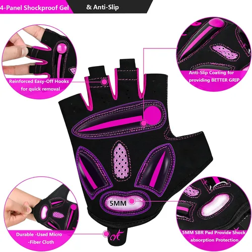 Miniatura 3 de BIKINGMOREOK Guantes de ciclismo para hombres y mujeres, guantes de bicicleta transpirables, almohadillas de gel de 0.197 pulgadas, guantes