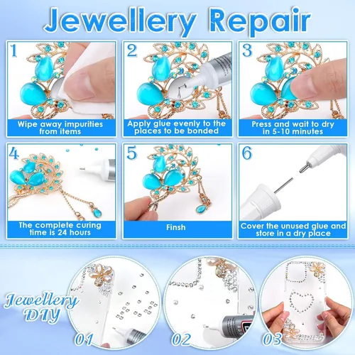 Miniatura 5 de B7000 - Pegamento para diamantes de imitación de joyería, Cludoo 5 piezas B-7000 pegamento súper transparente claro adhesivo industrial para 5x15