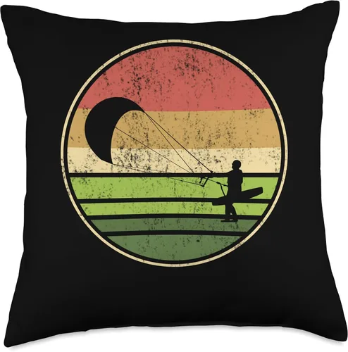 Miniatura 4 de retro vintage kiteboarder kiteboard Throw Pillow